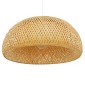 GloboStar® SAN TROPEZ 01627 Boho Κρεμαστό Φωτιστικό Πλέγμα Μονόφωτο 1 x E27 IP20 Μπεζ Ξύλο - Μ60 x Π60 x Υ29cm