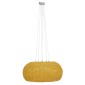 GloboStar® FIJI INCASS 01628 Vintage Κρεμαστό Φωτιστικό Καμπάνα Πολύφωτο 5 x E27 IP20 Μπέζ Rattan - Μ60 x Π60 x Υ29cm