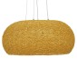 GloboStar® FIJI INCASS 01628 Vintage Κρεμαστό Φωτιστικό Καμπάνα Πολύφωτο 5 x E27 IP20 Μπέζ Rattan - Μ60 x Π60 x Υ29cm