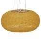 GloboStar® FIJI INCASS 01628 Vintage Κρεμαστό Φωτιστικό Καμπάνα Πολύφωτο 5 x E27 IP20 Μπέζ Rattan - Μ60 x Π60 x Υ29cm