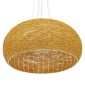 GloboStar® FIJI INCASS 01628 Vintage Κρεμαστό Φωτιστικό Καμπάνα Πολύφωτο 5 x E27 IP20 Μπέζ Rattan - Μ60 x Π60 x Υ29cm