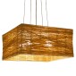 GloboStar® INCASS 01629 Vintage Κρεμαστό Φωτιστικό Ανάρτηση Πολύφωτο 5 x E27 IP20 Μπεζ Rattan - Μ40 x Π40 x Υ22.5cm