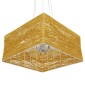GloboStar® INCASS 01629 Vintage Κρεμαστό Φωτιστικό Ανάρτηση Πολύφωτο 5 x E27 IP20 Μπεζ Rattan - Μ40 x Π40 x Υ22.5cm