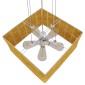 GloboStar® INCASS 01629 Vintage Κρεμαστό Φωτιστικό Ανάρτηση Πολύφωτο 5 x E27 IP20 Μπεζ Rattan - Μ40 x Π40 x Υ22.5cm