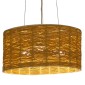 GloboStar® INCASS 01630 Vintage Κρεμαστό Φωτιστικό Καπέλο Τρίφωτο 3 x E27 IP20 Μπεζ Rattan - Μ40 x Π40 x Υ22cm