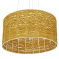 GloboStar® INCASS 01630 Vintage Κρεμαστό Φωτιστικό Καπέλο Τρίφωτο 3 x E27 IP20 Μπεζ Rattan - Μ40 x Π40 x Υ22cm