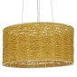 GloboStar® INCASS 01630 Vintage Κρεμαστό Φωτιστικό Καπέλο Τρίφωτο 3 x E27 IP20 Μπεζ Rattan - Μ40 x Π40 x Υ22cm