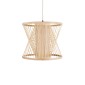 GloboStar® HIBISCUS 01632 Boho Κρεμαστό Φωτιστικό Καπέλο Μονόφωτο 1 x E27 IP20 Μπεζ Ξύλο - Μ35 x Π35 x Y30cm