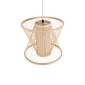 GloboStar® HIBISCUS 01632 Boho Κρεμαστό Φωτιστικό Καπέλο Μονόφωτο 1 x E27 IP20 Μπεζ Ξύλο - Μ35 x Π35 x Y30cm