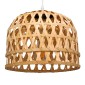 GloboStar® MANGEA 01634 Boho Κρεμαστό Φωτιστικό Πλέγμα Μονόφωτο 1 x E27 IP20 Μπεζ Ξύλο - Μ32 x Π32 x Υ30cm