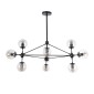GloboStar® SENTINEL 01636 Μοντέρνο Φωτιστικό Οροφής Πλέγμα Πολύφωτο 10 x E27 IP20 Μαύρο Μέταλλο με μελί Γυαλί - Μ105 x Π80 x Υ90cm
