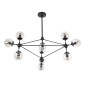 GloboStar® SENTINEL 01636 Μοντέρνο Φωτιστικό Οροφής Πλέγμα Πολύφωτο 10 x E27 IP20 Μαύρο Μέταλλο με μελί Γυαλί - Μ105 x Π80 x Υ90cm