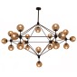 GloboStar® SENTINEL 01638 Μοντέρνο Φωτιστικό Οροφής Πλέγμα Πολύφωτο 21 x E27 IP20 Μαύρο Μέταλλο με μελί Γυαλί - Μ170 x Π170 x Υ136cm