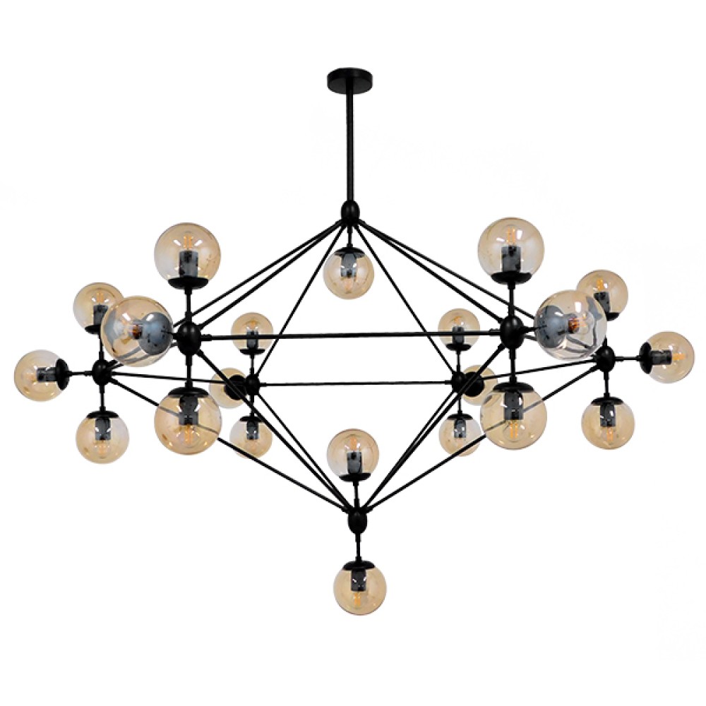 GLOBOSTAR® SENTINEL 01638 Μοντέρνο Φωτιστικό Οροφής με Ντουί 21 x E27 AC 220-240V IP20 - Μαύρο & Μελί - Μ170 x Π170 x Υ136cm