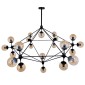 GloboStar® SENTINEL 01638 Μοντέρνο Φωτιστικό Οροφής Πλέγμα Πολύφωτο 21 x E27 IP20 Μαύρο Μέταλλο με μελί Γυαλί - Μ170 x Π170 x Υ136cm