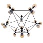 GloboStar® SENTINEL 01638 Μοντέρνο Φωτιστικό Οροφής Πλέγμα Πολύφωτο 21 x E27 IP20 Μαύρο Μέταλλο με μελί Γυαλί - Μ170 x Π170 x Υ136cm