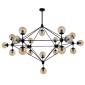 GloboStar® SENTINEL 01638 Μοντέρνο Φωτιστικό Οροφής Πλέγμα Πολύφωτο 21 x E27 IP20 Μαύρο Μέταλλο με μελί Γυαλί - Μ170 x Π170 x Υ136cm