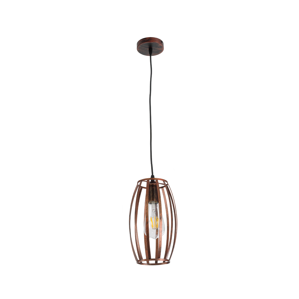 GloboStar® ZEBRA 01639 Vintage Κρεμαστό Φωτιστικό Πλέγμα Μονόφωτο 1 x E27 IP20 Χάλκινο Μέταλλο - Μ15 x 15 x Y15cm