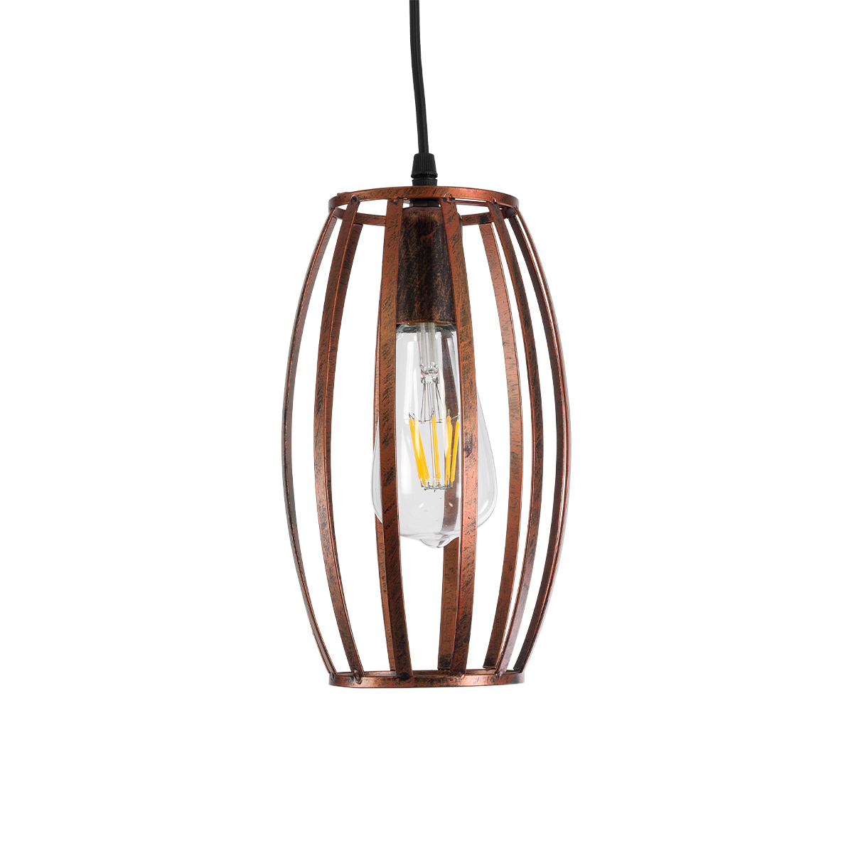 GloboStar® ZEBRA 01639 Vintage Κρεμαστό Φωτιστικό Πλέγμα Μονόφωτο 1 x E27 IP20 Χάλκινο Μέταλλο - Μ15 x 15 x Y15cm