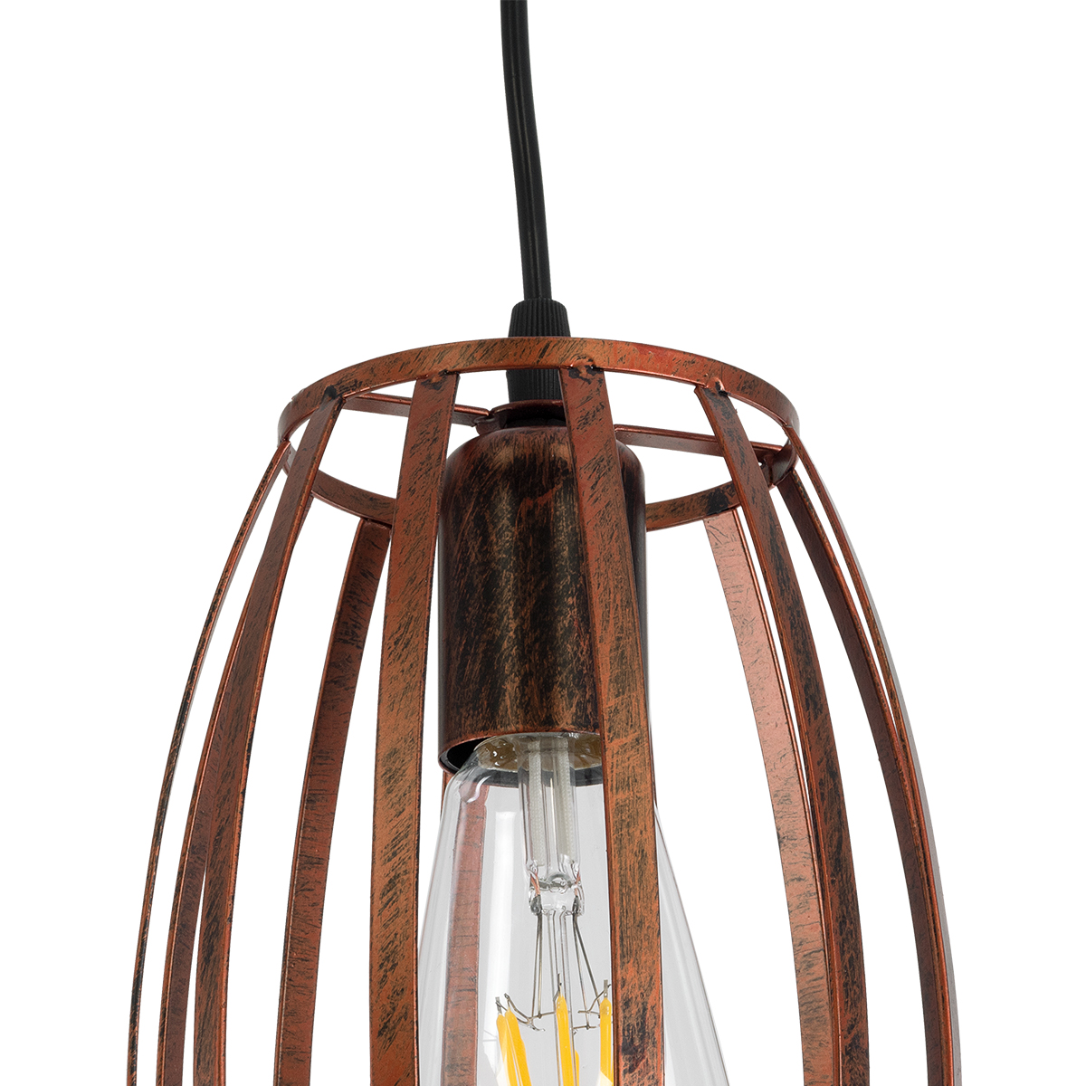 GloboStar® ZEBRA 01639 Vintage Κρεμαστό Φωτιστικό Πλέγμα Μονόφωτο 1 x E27 IP20 Χάλκινο Μέταλλο - Μ15 x 15 x Y15cm