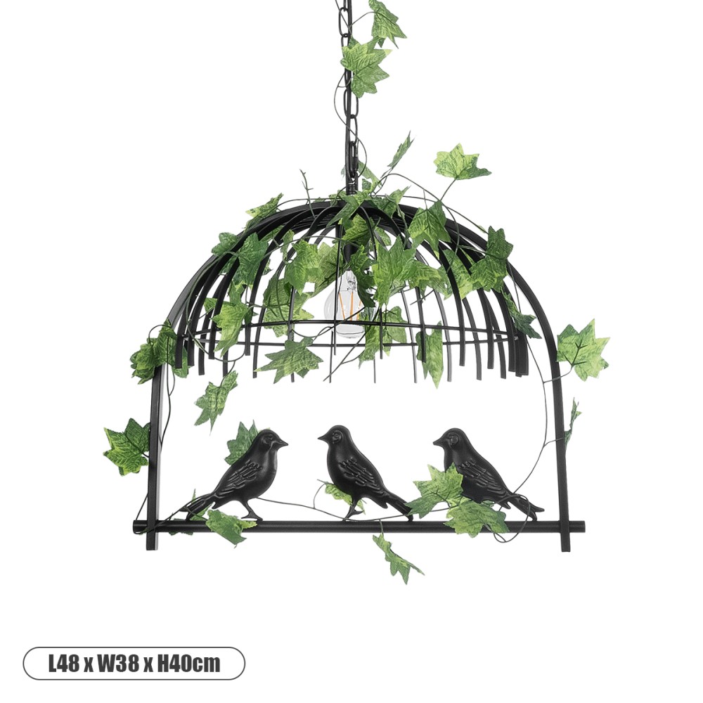 GLOBOSTAR® NEST 01640 Vintage Κρεμαστό Φωτιστικό Οροφής με Ντουί 1 x E27 AC 220-240V IP20 - Μαύρο & Πράσινο - Μ48 x Π38 x Υ40cm