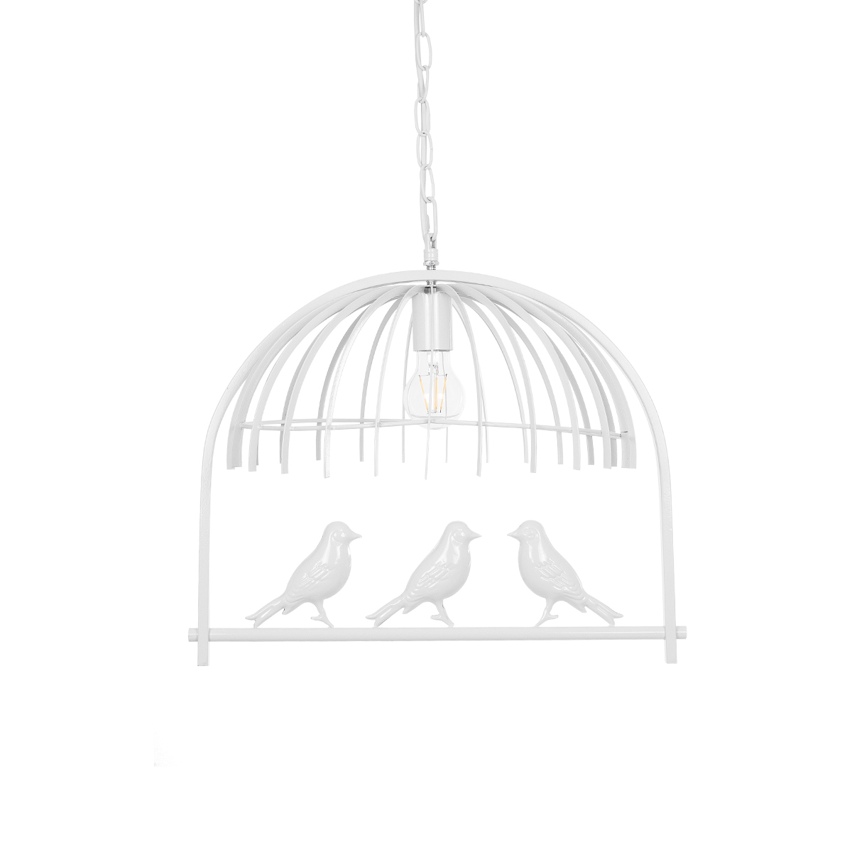 GloboStar® NEST 01641 Vintage Κρεμαστό Φωτιστικό Φιγούρα Μονόφωτο 1 x E27 IP20 Λευκό Μέταλλο με Πράσινο Πλαστικό - Μ48 x Π38 x Y40cm
