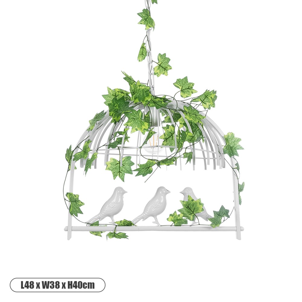 GloboStar® NEST 01641 Vintage Κρεμαστό Φωτιστικό Φιγούρα Μονόφωτο 1 x E27 IP20 Λευκό Μέταλλο με Πράσινο Πλαστικό - Μ48 x Π38 x Y40cm