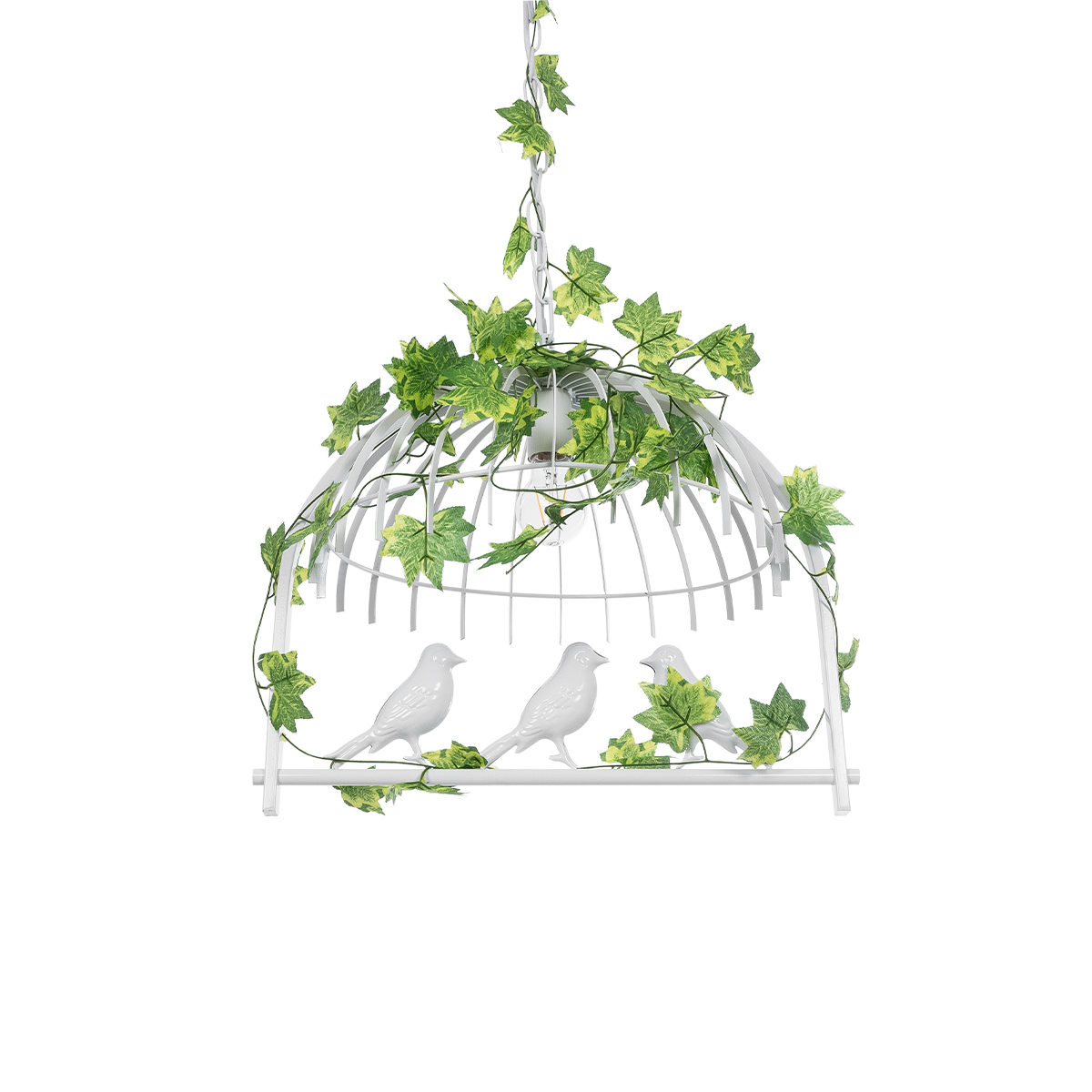 GloboStar® NEST 01641 Vintage Κρεμαστό Φωτιστικό Φιγούρα Μονόφωτο 1 x E27 IP20 Λευκό Μέταλλο με Πράσινο Πλαστικό - Μ48 x Π38 x Y40cm