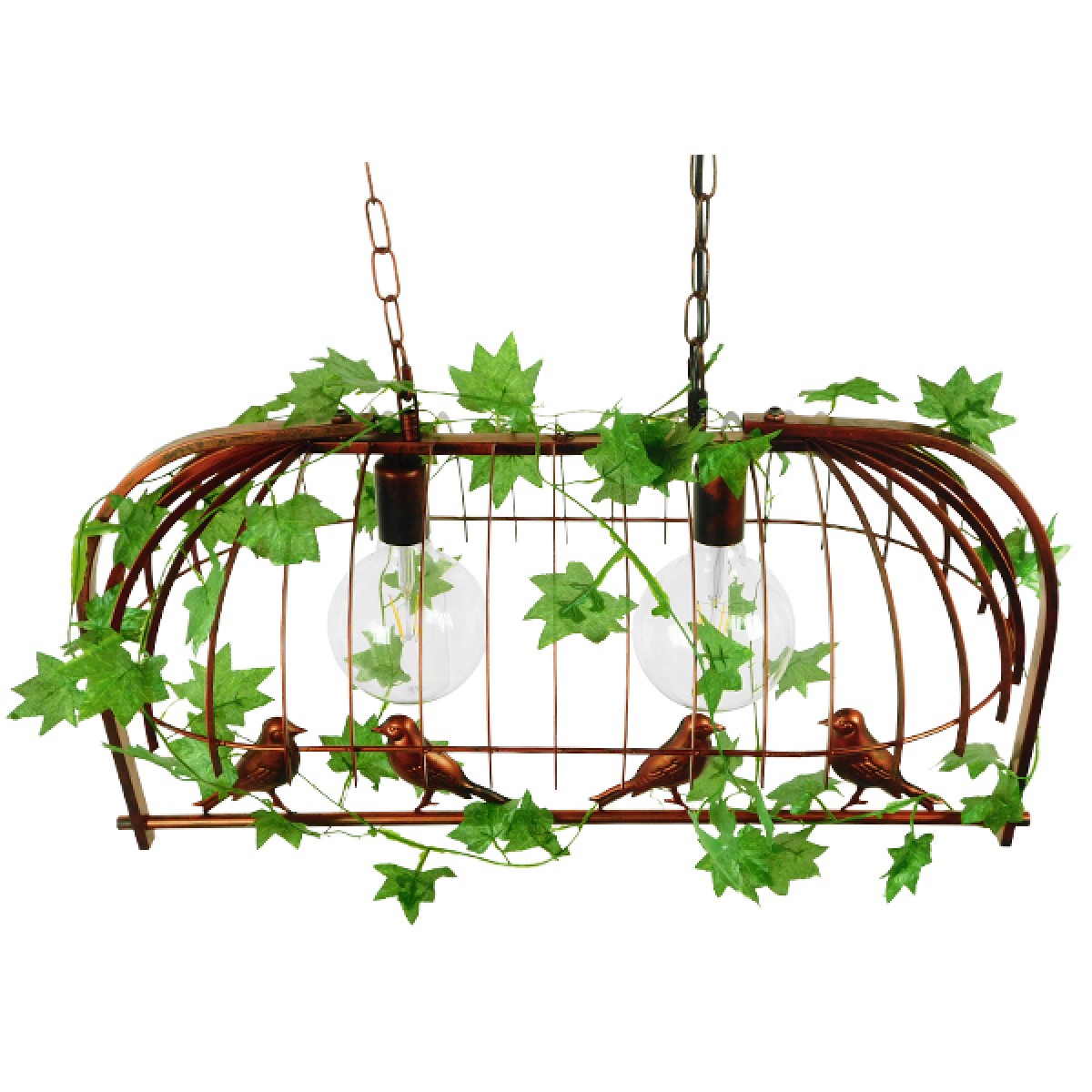 GloboStar® NEST 01645 Vintage Κρεμαστό Φωτιστικό Φιγούρα Δίφωτο 2 x E27 IP20 Χάλκινο Μέταλλο με Πράσινο Πλαστικό - Μ73.6 x Π37.5 x Y38.5cm