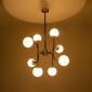 GloboStar® STARDUST 01649 Vintage Φωτιστικό Οροφής Πλέγμα Πολύφωτο 8 x E27 IP20 Μαύρο & Χρυσό Μέταλλο με Λευκό Γυαλί - Μ75 x Π75 x Υ100cm