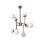 GloboStar® STARDUST 01649 Vintage Φωτιστικό Οροφής Πλέγμα Πολύφωτο 8 x E27 IP20 Μαύρο & Χρυσό Μέταλλο με Λευκό Γυαλί - Μ75 x Π75 x Υ100cm