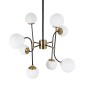 GloboStar® STARDUST 01649 Vintage Φωτιστικό Οροφής Πλέγμα Πολύφωτο 8 x E27 IP20 Μαύρο & Χρυσό Μέταλλο με Λευκό Γυαλί - Μ75 x Π75 x Υ100cm