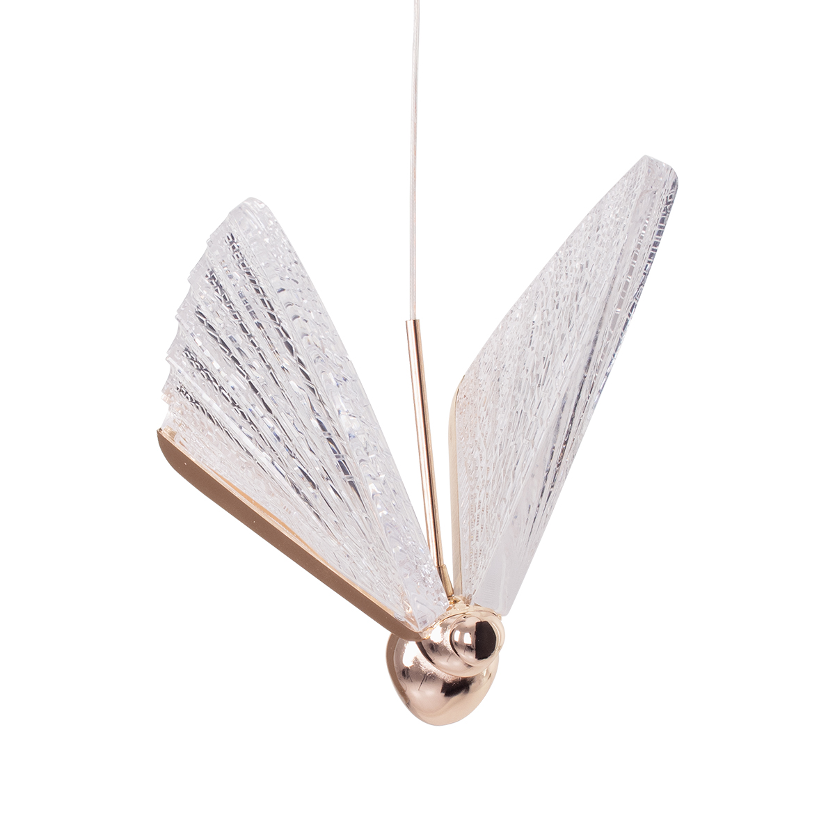 GloboStar® BUTTERFLY 01650 Μοντέρνο Κρεμαστό Φωτιστικό Φιγούρα CREE LED 10W 800lm 360° AC 85-265V IP20 Θερμό Λευκό 2700K Διάφανο Πλαστικό με Ροζ & Χρυσό Μέταλλο - Μ20 x Π17 x Y24cm - 2 Xρόνια Εγγύηση