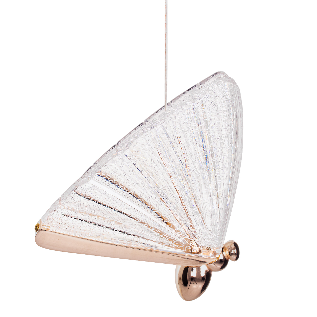 GloboStar® BUTTERFLY 01650 Μοντέρνο Κρεμαστό Φωτιστικό Φιγούρα CREE LED 10W 800lm 360° AC 85-265V IP20 Θερμό Λευκό 2700K Διάφανο Πλαστικό με Ροζ & Χρυσό Μέταλλο - Μ20 x Π17 x Y24cm - 2 Xρόνια Εγγύηση