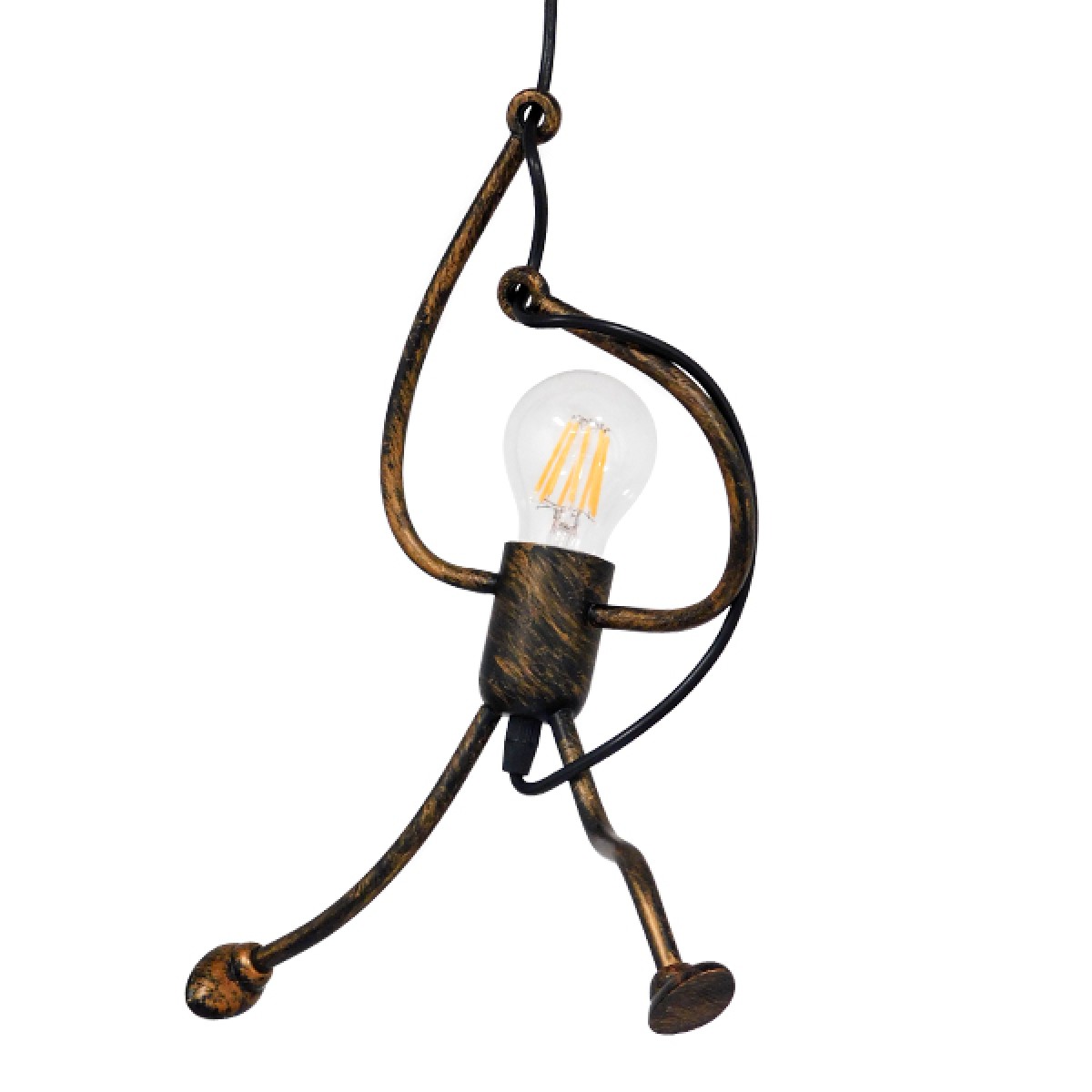 GloboStar® LITTLE MAN 01653 Μοντέρνο Κρεμαστό Φωτιστικό Φιγούρα Μονόφωτο 1 x E27 IP20 Χάλκινο Μέταλλο - Μ20 x Π20 x Υ40cm