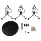 GloboStar® LITTLE MAN 01655 Μοντέρνο Κρεμαστό Φωτιστικό Φιγούρα Τρίφωτο 3 x E27 IP20 Μαύρο Μέταλλο - Μ45 x Π45 x Υ40cm
