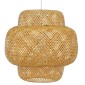 GloboStar® MALDIVES 01657 Boho Κρεμαστό Φωτιστικό Πλέγμα Μονόφωτο 1 x E27 IP20 Μπεζ Ξύλο - Μ56 x Π56 x Υ54cm