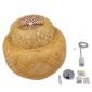 GloboStar® MALDIVES 01657 Boho Κρεμαστό Φωτιστικό Πλέγμα Μονόφωτο 1 x E27 IP20 Μπεζ Ξύλο - Μ56 x Π56 x Υ54cm