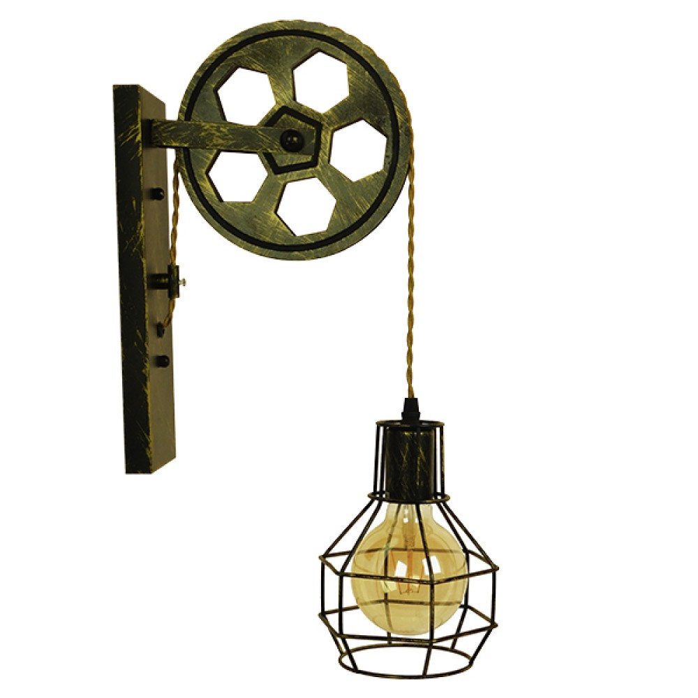 GLOBOSTAR® RYDON 01659 Vintage Φωτιστικό Τοίχου - Απλίκα με Ντουί 1 x E27 AC 220-240V IP20 - Μπρούτζινο Εφέ Σκουριάς - Μ15 x Π24 x Υ70cm