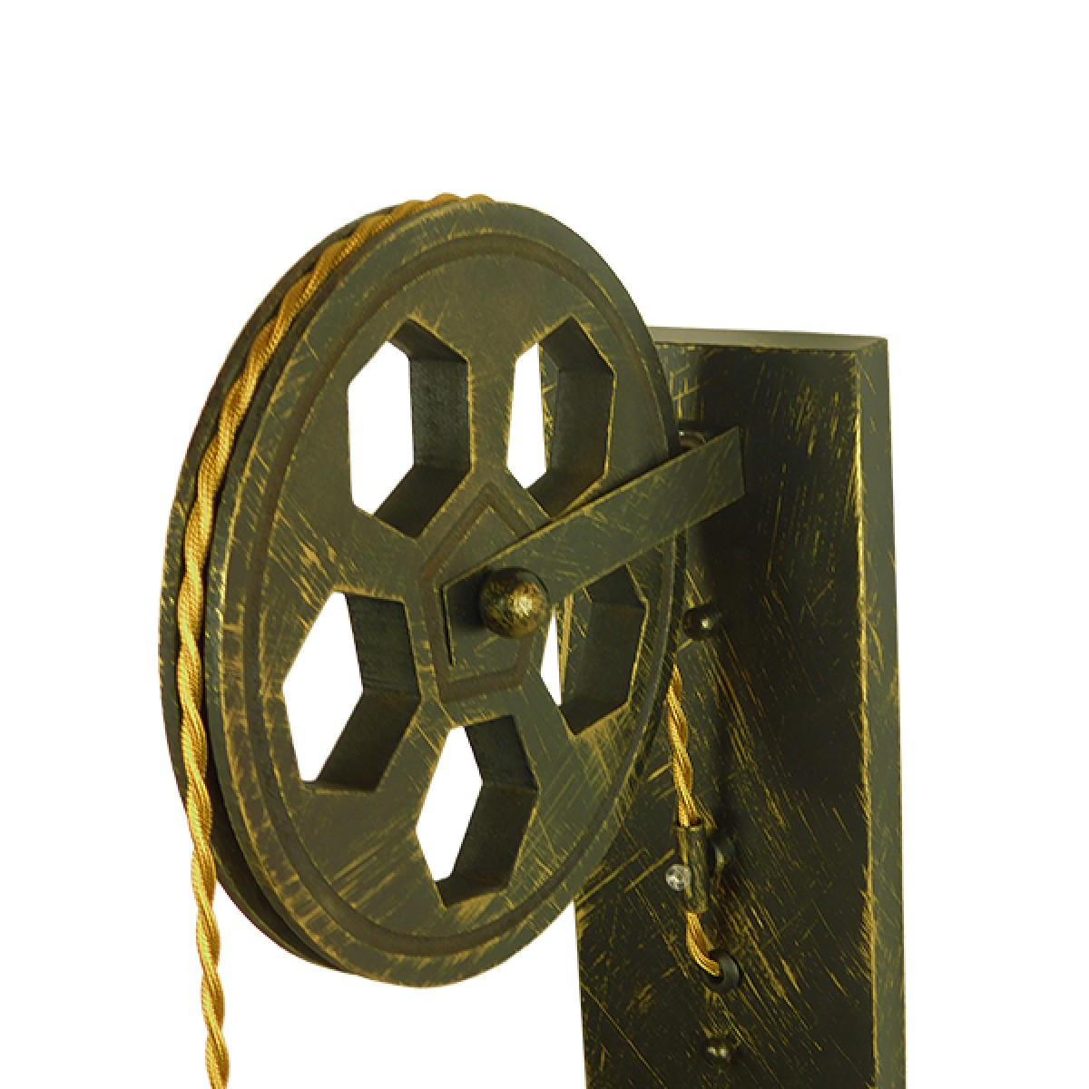 GloboStar® RYDON 01659 Vintage Επιτοίχιο Φωτιστικό Απλίκα Μονόφωτο 1 x E27 IP20 Μπρούτζινο Μέταλλο - Μ15 x Π24 x Y70cm