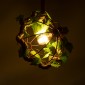 GloboStar® BRADLEY 01660 Vintage Κρεμαστό Φωτιστικό Πλέγμα Μονόφωτο 1 x E27 IP20 Μπεζ Σχοινί, Πράσινο Πλαστικό με Χάλκινο Μέταλλο - Μ33 x Π33 x Y33cm