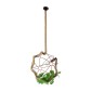 GloboStar® BRADLEY 01661 Vintage Κρεμαστό Φωτιστικό Πλέγμα Μονόφωτο 1 x E27 IP20 Μπεζ Σχοινί, Πράσινο Πλαστικό με Χάλκινο Μέταλλο - Μ42 x Π42 x Y42cm