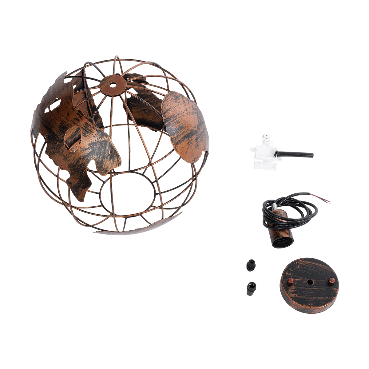 GloboStar® EARTH 01662 Vintage Κρεμαστό Φωτιστικό Φιγούρα Μονόφωτο 1 x E27 IP20 Χάλκινο Μέταλλο - Μ30 x Π30 x Y30cm