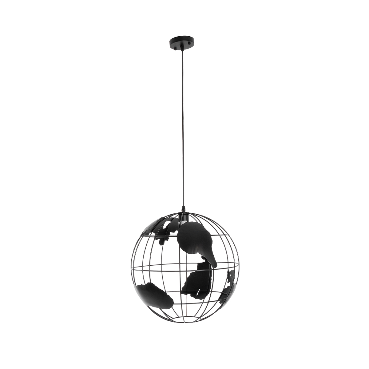 GloboStar® EARTH 01663 Vintage Κρεμαστό Φωτιστικό Φιγούρα Μονόφωτο 1 x E27 IP20 Μαύρο Μέταλλο - Μ41 x Π41 x Y41cm