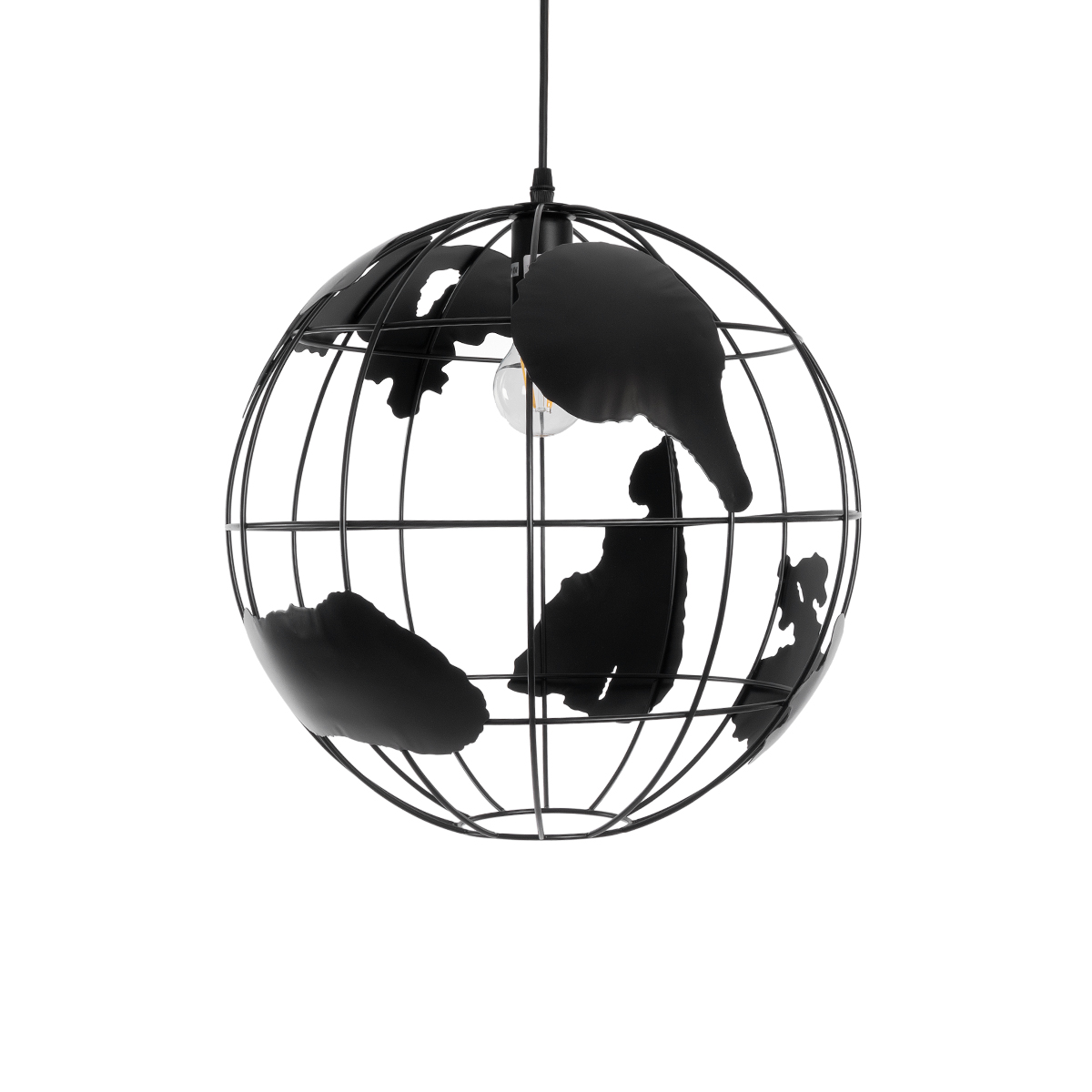 GloboStar® EARTH 01663 Vintage Κρεμαστό Φωτιστικό Φιγούρα Μονόφωτο 1 x E27 IP20 Μαύρο Μέταλλο - Μ41 x Π41 x Y41cm