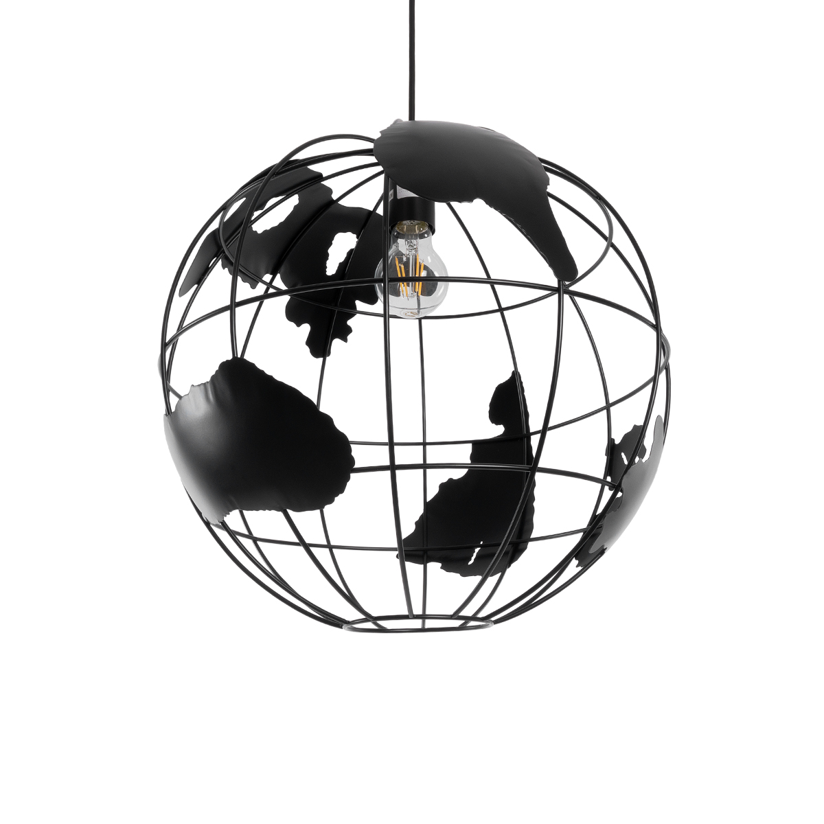 GloboStar® EARTH 01663 Vintage Κρεμαστό Φωτιστικό Φιγούρα Μονόφωτο 1 x E27 IP20 Μαύρο Μέταλλο - Μ41 x Π41 x Y41cm