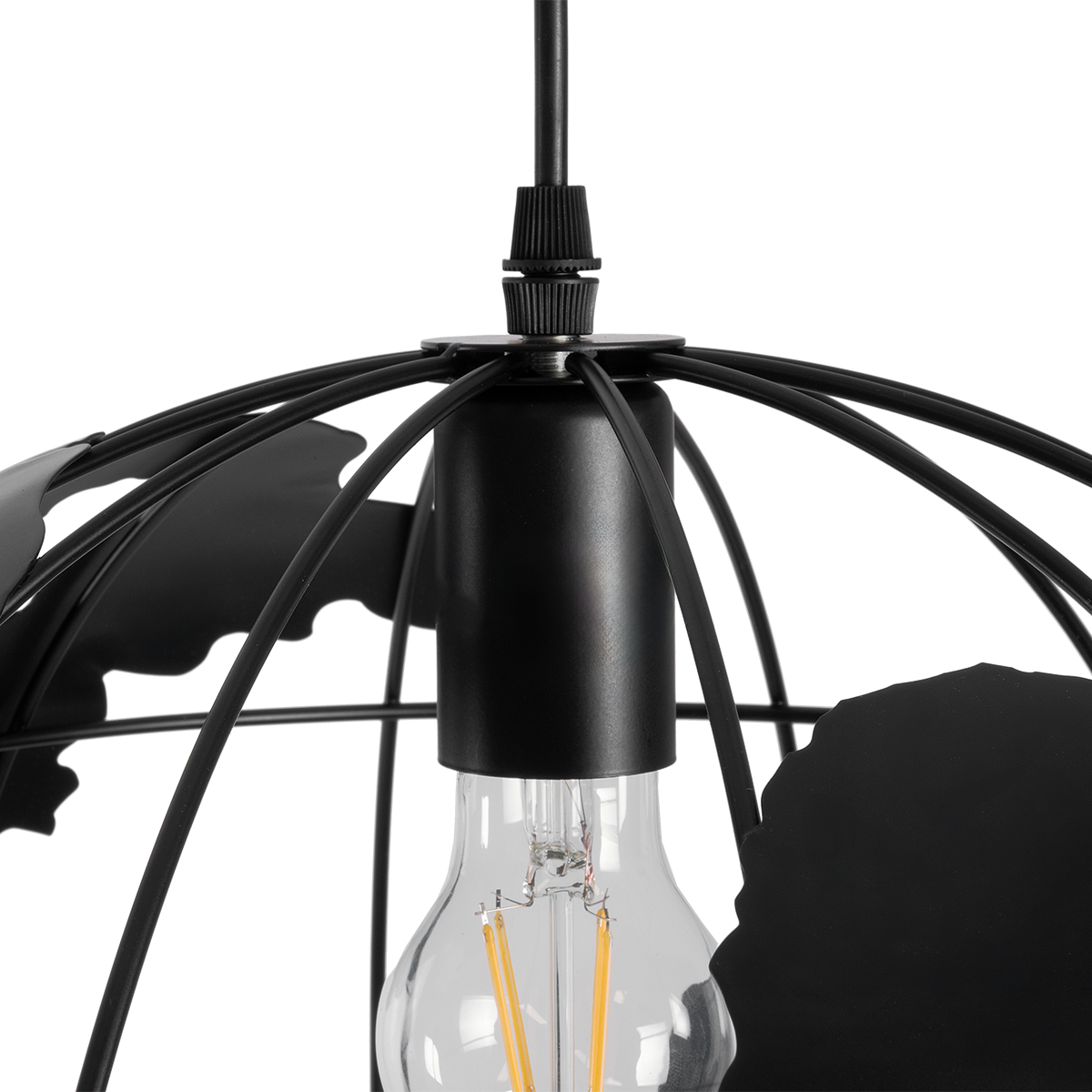 GloboStar® EARTH 01663 Vintage Κρεμαστό Φωτιστικό Φιγούρα Μονόφωτο 1 x E27 IP20 Μαύρο Μέταλλο - Μ41 x Π41 x Y41cm