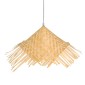 GloboStar® RICEHAT 01666 Boho Κρεμαστό Φωτιστικό Καμπάνα Μονόφωτο 1 x E27 IP20 Μπέζ Ξύλο - Μ70 x Π70 x Y25cm