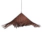 GloboStar® RICEHAT 01667 Boho Κρεμαστό Φωτιστικό Καμπάνα Μονόφωτο 1 x E27 IP20 Καφέ Ξύλο - Μ70 x Π70 x Y25cm