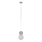 GloboStar® LAMP 01676 Μοντέρνο Κρεμαστό Φωτιστικό Φιγούρα Μονόφωτο 1 x E27 IP20 Ασημί Μέταλλο με Διάφανο Γυαλί - Μ15 x Π15 x Υ27cm